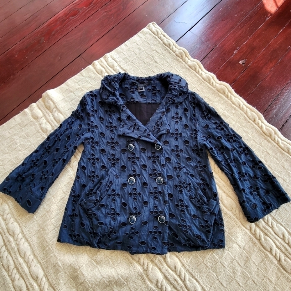 Marc Jacobs Cutout Knit Blazer size M Dark Teal and Black